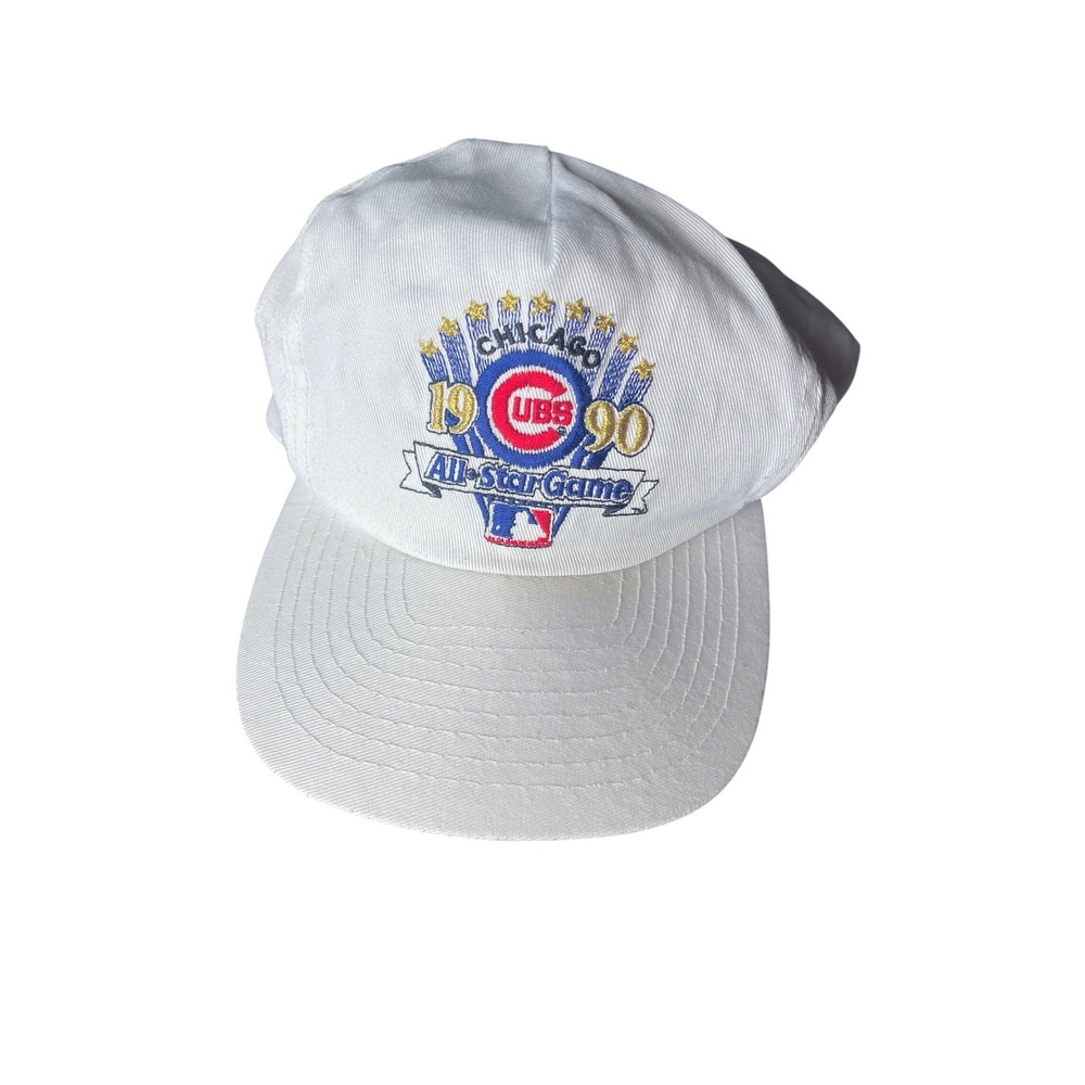 Vintage 1990 Chicago Cubs MLB All Star Game Snapback Hat White Otto Cap Wrigley
